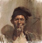 Joaquin Sorolla Smoking old man oil on canvas